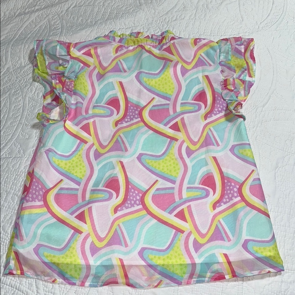 Colorful women Ruffle Sleeve Top - Picture 5 of 6